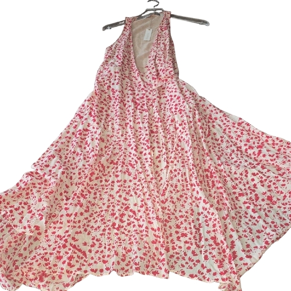 NWT Olivaceous Pink and White Asymmetrica Warped l Maxi Dress - Picture 9 of 14